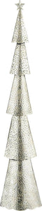 House of Seasons Kerstboom - Metaal - Gehamerd - Zilver - L19 x B10 x H90 cm