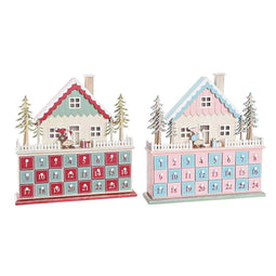 Adventkalender DKD Home Decor Hout Huis (32 x 8 x 33 cm) (2 Stuks)