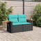 Tuinbank 2-zits met kussens poly rattan zwart