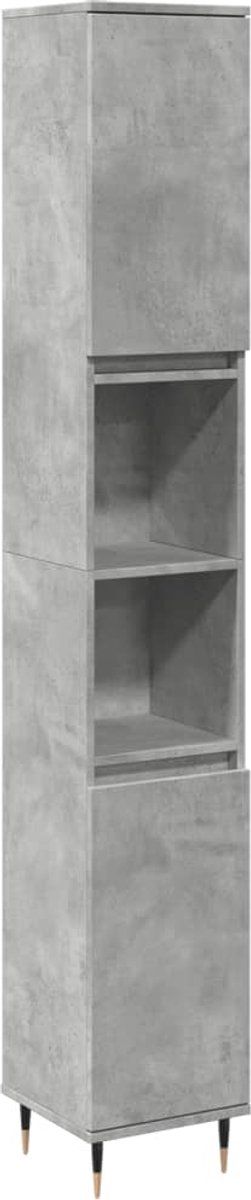 vidaXL - Badkamerkast - 30x30x190 - cm - bewerkt - hout - betongrijs