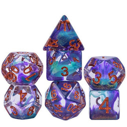 Orion Dobbelstenen Set - 7 delig - Paars Groen (Let op! !)