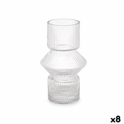 Vaas Strepen Transparant Kristal 9,5 x 16,5 x 9,5 cm (8 Stuks)