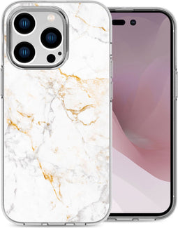 iMoshion Hoesje Geschikt voor iPhone 14 Pro Hoesje Siliconen - iMoshion Design hoesje - Wit / White Marble