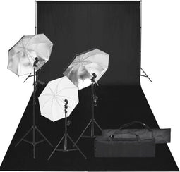 vidaXL - Fotostudioset - met - verlichtingsset - en - achtergrond