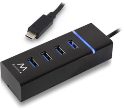 Ewent EW1137 - 4-Poorts USB 3.1 Gen1 Hub Type-C - USB SuperSpeed 5Gbps - Zwart