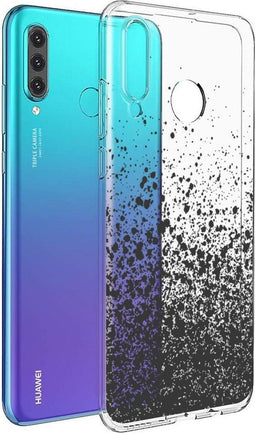 iMoshion Hoesje Geschikt voor Huawei P30 Lite Hoesje Siliconen - iMoshion Design hoesje - Zwart / Transparant / Splatter Black
