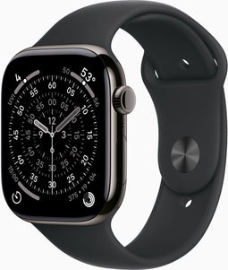 Apple Watch Series 11 - Smartwatch - GPS + Cellular - 46mm - Titanium - Sportbandje M/L - Zwart