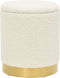 vidaXL - Hocker - met - opbergruimte - rond - fleece - wit