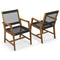 Coast Set van 2 Acacia Houten Buitenstoelen met Geweven Touw, Zwart/Naturel, 64 x 57 x 90 cm