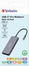 Verbatim USB-C Pro Multiport Hub - 14 Poorten - Dubbele 4K-video-uitgang - Zilver
