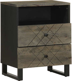 vidaXL - Nachtkastje - 50x33x62 - cm - massief - mangohout - zwart