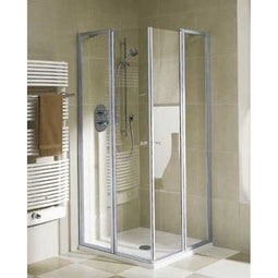 Kermi Ibiza - Hoekinstap - 90 cm - Matzilver-helder glas