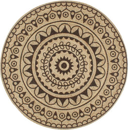 vidaXL - Vloerkleed - handgemaakt - met - donkerbruine - print - 90 - cm - jute