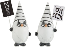 J-Line Kerstfiguren - poly - zwart/wit - small