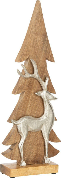 J-Line dennenboom Cota Op Voet - hout/aluminium - zilver - large