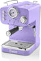 Swan Retro Espressomachine – Gebruikt Gemalen Koffie en Koffiepads – Paars