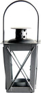 Tuin lantaarn/windlicht - ijzer - zilver - 7,5 x 7,5 x 11 cm - Tuinverlichting - Kaarsenhouders - Lantaarns