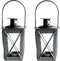 Tuin lantaarn/windlicht - ijzer - zilver - 7,5 x 7,5 x 11 cm - Tuinverlichting - Kaarsenhouders - Lantaarns