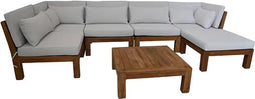 Tuin loungeset Aruba 8-delig + salontafel (incl. kussens) - wit - Teak