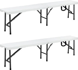 Tuinbank Inklapbaar - 8 Persoons - Picknickbank - Set van 2 stuks - Wit