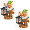 Tuinkabouter met lantaarn en welkom bordje - tuindecoratie - 20 cm - polystone beeld - Tuindecoratie/tuinversiering - kabouter