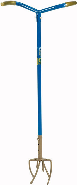 Tuinklauw GG921-06 - Woelvork - In Lengte Verstelbaar 97-106CM - Aarde Losmaken, Onkruid Wieden, Grond Beluchten, Kultiveren - Blauw/Goud