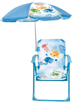 Tuinmeubelen - FUN HOUSE - Ma Petite Carapace Tortue stoel H.53 x L.38,5 x D.37,5 cm met parasol van 65 cm - Voor kinderen!