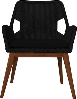 Tuinstoel Coco incl. kussen - 60x64x87 - zwart/naturel - Teak/banana