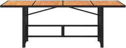 Tuintafel met acaciahouten blad 190x80x74 cm poly rattan zwart