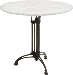 Tuintafel wit marmer 80cm met gietijzeren pootstel