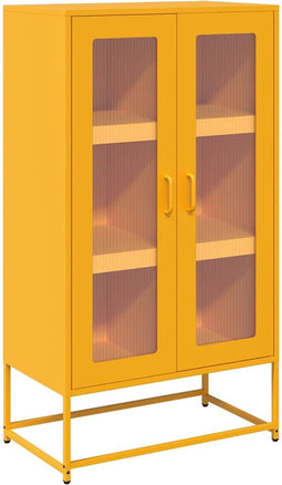 vidaXL - Hoge - kast - 68x39x123 - cm - staal - mosterdgeel