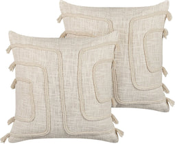 PLEIONE - Sierkussen set van 2 - Beige - 45 x 45 cm - Katoen