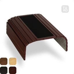 Tuko Armleuning Dienblad - Kersenbruin - Duurzaam bamboe - Flexibel - Anti slip - Beschermende coating - Organizer - Bank - Zetel - Sofa - Banktafel