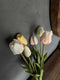 Tulpen kunstboeket | Real touch | wit / roze / geel | 47cm lang | 7 stelen | voorjaar | tulpenboeket | kunsttulpen | boeket | nep tulpen