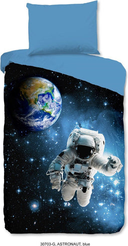 Good Morning Kinderdekbedovertrek "astronaut in de ruimte" - Blauw - (140x200/220 cm) - Katoen