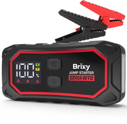 Brixy Jumpstarter - 4-in-1 Starthulp 2200A 16000mAh - LED Zaklamp SOS Noodlicht - Rood/Zwart