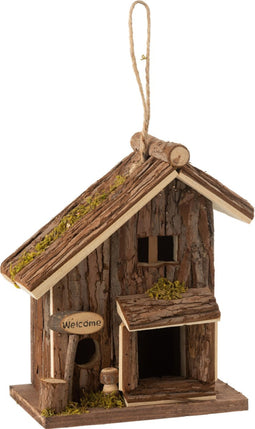 J-Line vogelhuisje Half Dak - hout - bruin