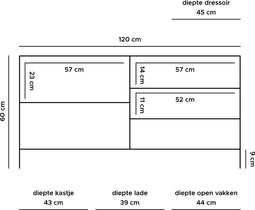 TV Dressoir Luuk Zwart Mangohout 120 cm