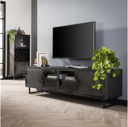 TV-meubel 180cm Rift metal - Gun metal