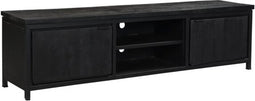 Tv meubel Bas Mangohout 210x40x52 cm Zwart- Industrieel Design - Landelijk - Robuust - 2 Deuren & 2 Open Vakken