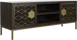 Tv-meubel DKD Home Decor 140 x 40 x 55 cm Zwart Metaal Acacia