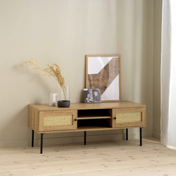 Tv-meubel Eiken Melamine - Rotan - 1 Plank - 120x40x43cm
