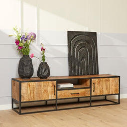 TV meubel industrieel - Tv meubel Sanne - Tv meubel mangohout 180 cm