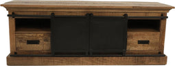 HSM Collection-Tv Meubel Melbourne 2 Deur 2 La-150x45x55-Naturel/Zwart-Mango/Metaal