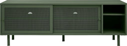 Tv-Meubel Metaal Groen - Schuifdeuren - 6-Vakken - 45x160x55cm - Veep - Giga Living
