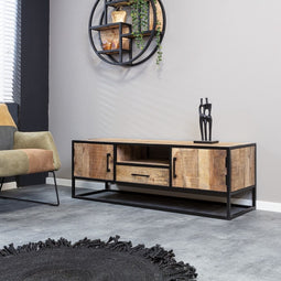 TV meubel Sanne - Tv meubel mangohout - Tv meubel naturel 145 cm