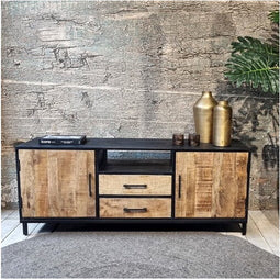 Tv-meubel Sterre Hoog 2 lades 145cm | Mangohout