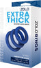 Zolo Cockring ZOLO EXTRA THICK SILICONE COCK RING 3 PK Blauw