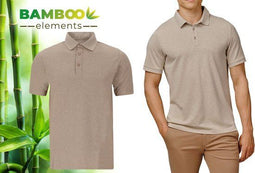 Bamboo Elements - Polo Heren - Korte Mouw - Piqué Stof - Donker Sand Beige L