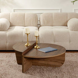 Dimehouse Orin - Salontafel Rond 85 cm - 100% Melamine - Naturel Walnoot